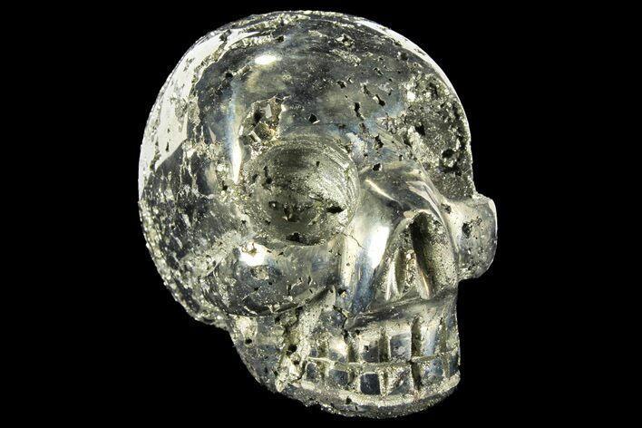 Polished Pyrite Skull With Pyritohedral Crystals #96326
